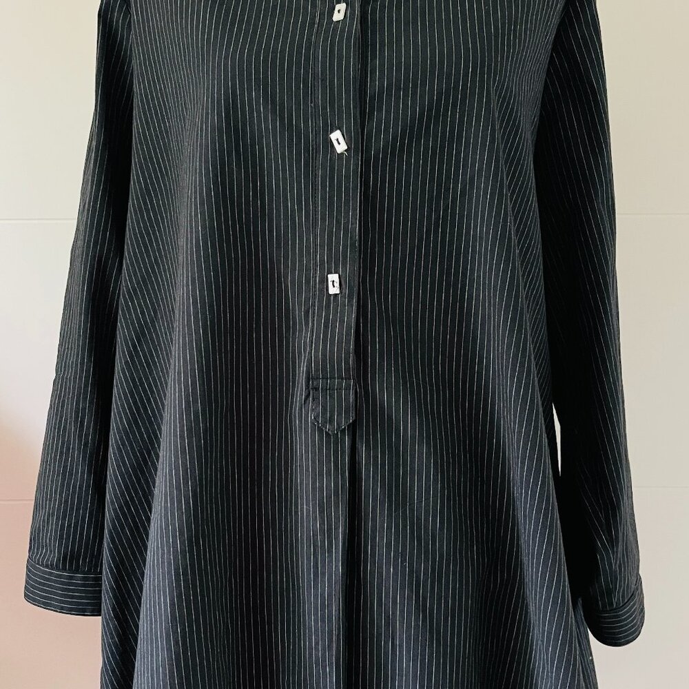 IC by Connie K Navy Blue Striped Tunic Blouse